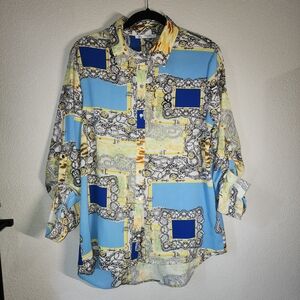 Christy Blue and Yellow Geometric Men's Shirt